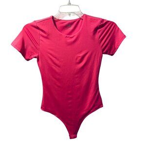 SWS Contour Pink Short-Sleeve Bodysuit Sz M stretch women bodysuit